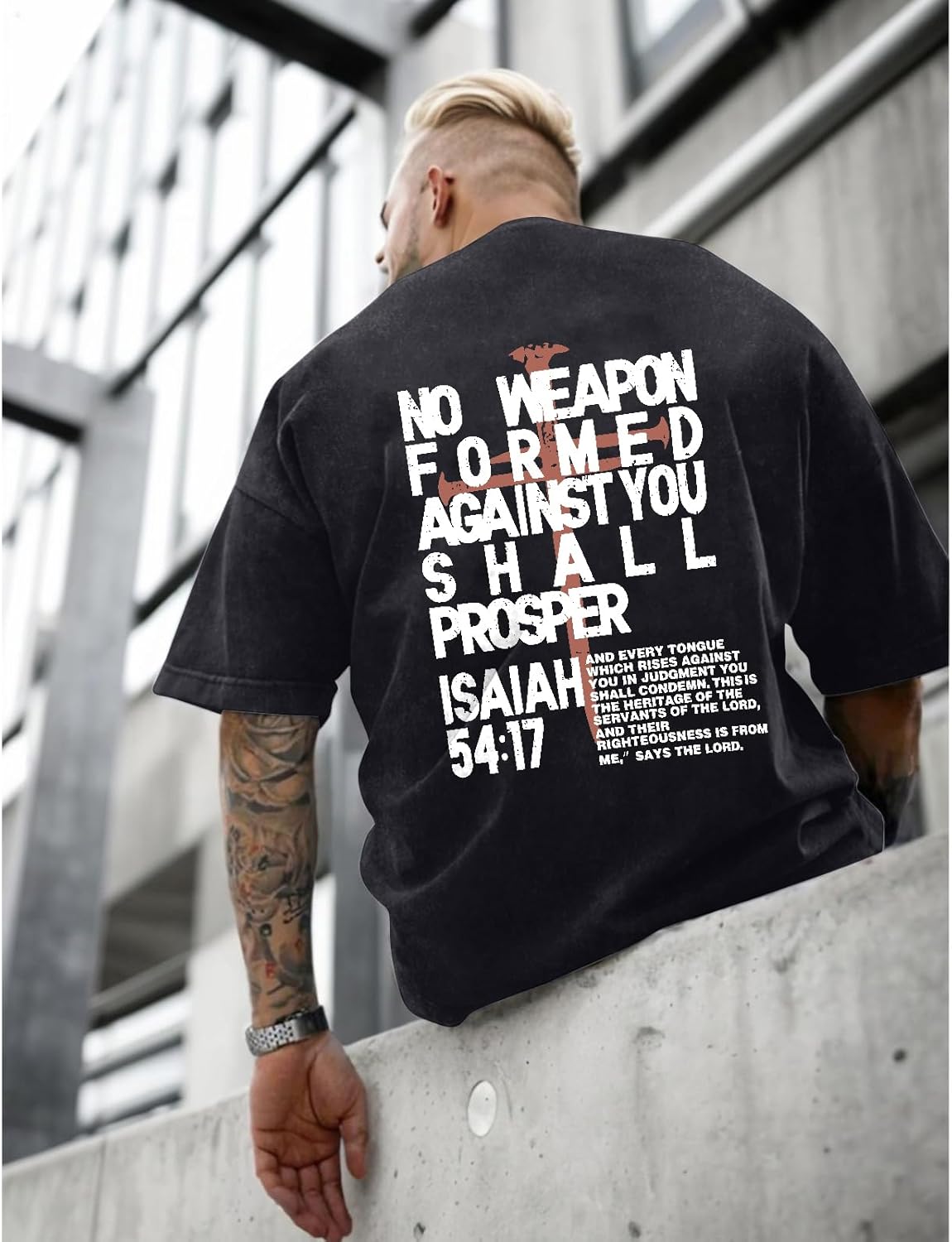 Christian Jesus Shirts for Men Faith Religious Graphic Tees Vintage Oversized Acid Wash Tshirts God Shirt Streetwear - Image 2