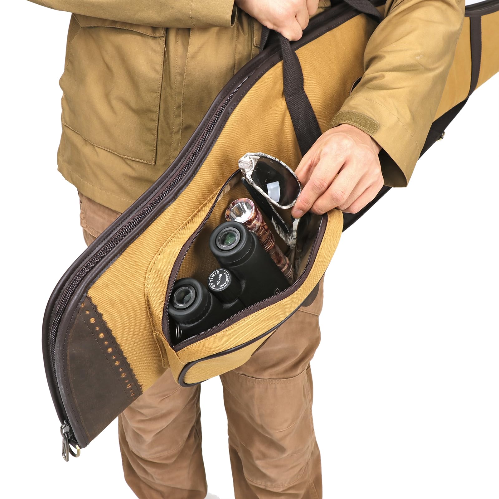 Funda suave de lona para rifle de 116.8 cm, bolsa de transporte acolchada para caza, tiro, arma de fuego, bolsa de almacenamiento