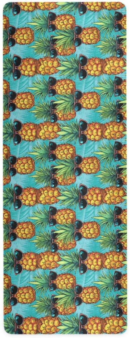 ALAZA Pineapples Sunglass Yoga Mat Non Slip Fitness Exercise Mat, Workout Mat for Yoga, Pilates and Floor Exercises