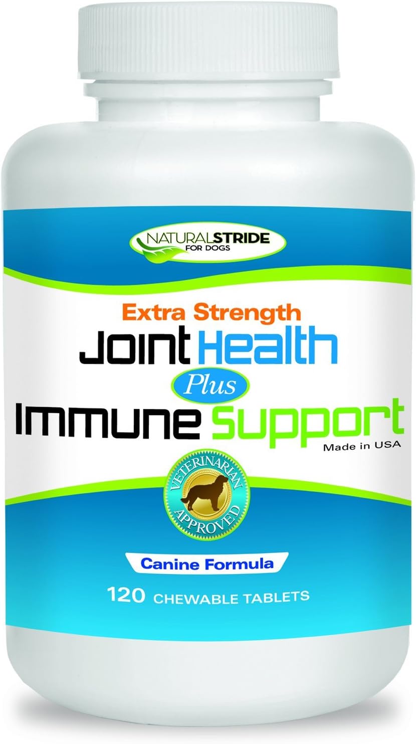 Natural Stride Joint Health Plus Immune Support for Dogs (120 Tablets) – Extend Your Dogs Life, Improve Mobility and Increase Overall Health (120 Chewable Tablets)