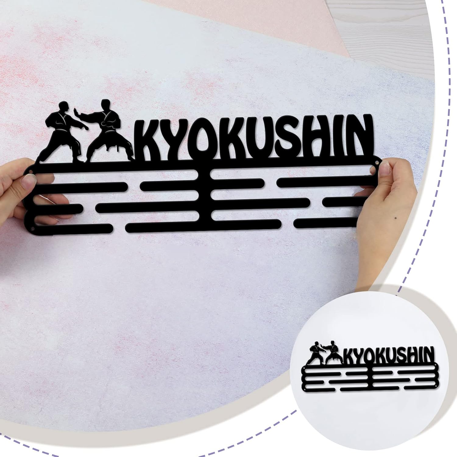 SUPERDANT Kyokushin Medal Hanger Display Sports Medal Hook Medal Hangers Medal Displays Wall Mounted for 60+ Medal Rack Display Awards Ribbon Holder Athlete Gift for Kyokushin