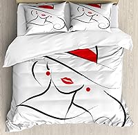 Vista 122 de Ambesonne Juego de funda de edredón color menta, líneas onduladas horizontales a rayas blancas abstractas de tonos suaves, exhibición de arte