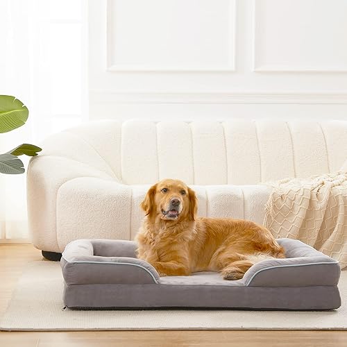 Miniatura 1 de Cama impermeable para perros grandes, camas lavables para perros con funda extraíble, cama ortopédica para perros con parte inferior antideslizante,