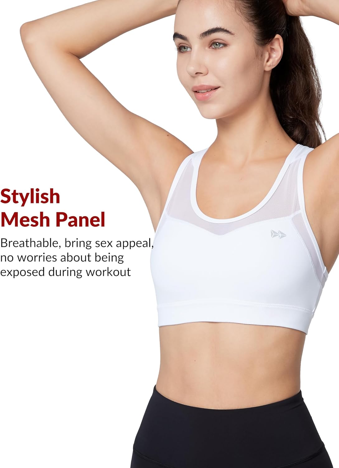 Yvette Plus Size Sports Bras for Women Comfortable Racerback Supporttive Sports Bra Medium Impact Wireless - Image 3