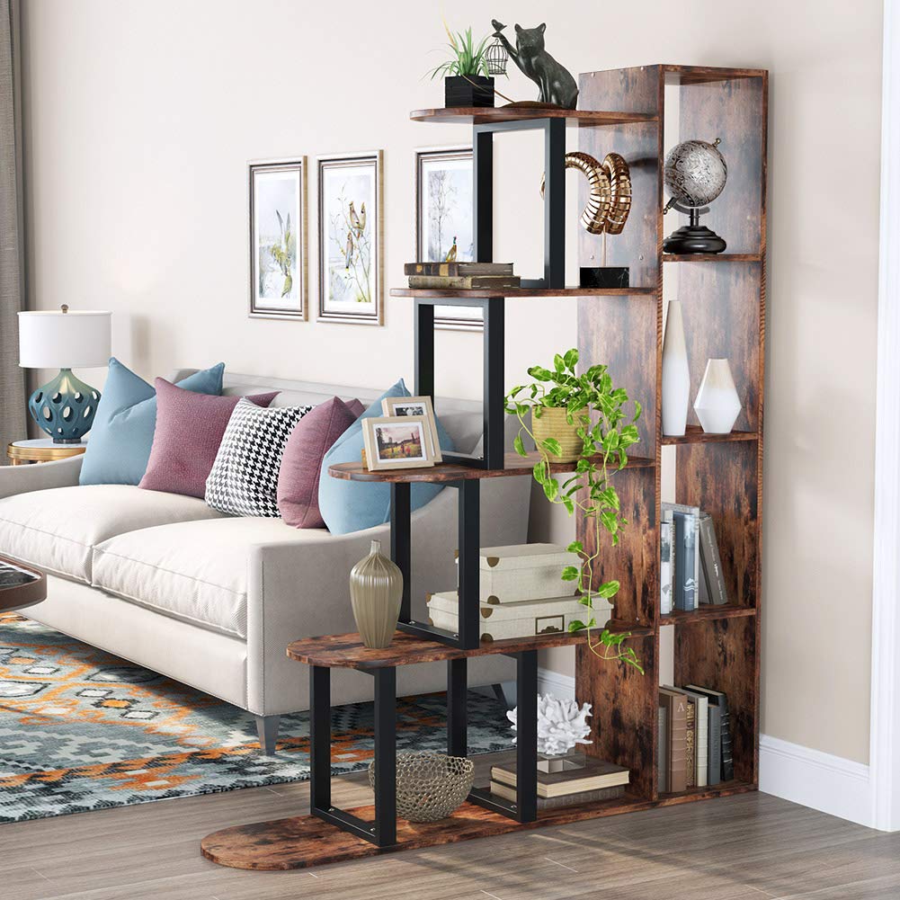 Tribesigns 5Tier Bookshelf Vintage Industrial Bookcase, 5 Shelf Corner