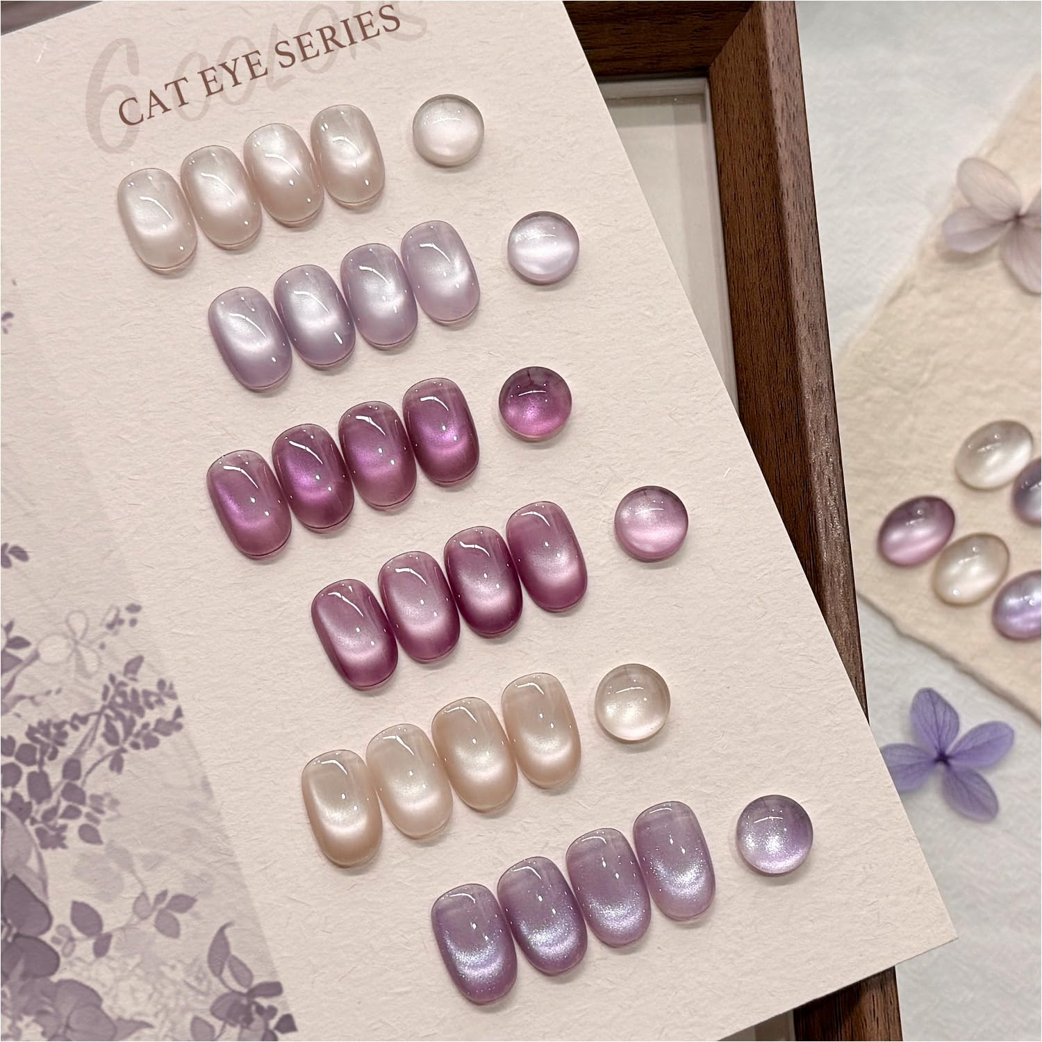 GAOY Cat Eye Gel Polish Kit with Magnet, 6 Colors Glitter Nail Polish Set, Summer Nail Art, Soak Off UV Cure Gel for DIY Manicure at Home and Salon, Purple Pink