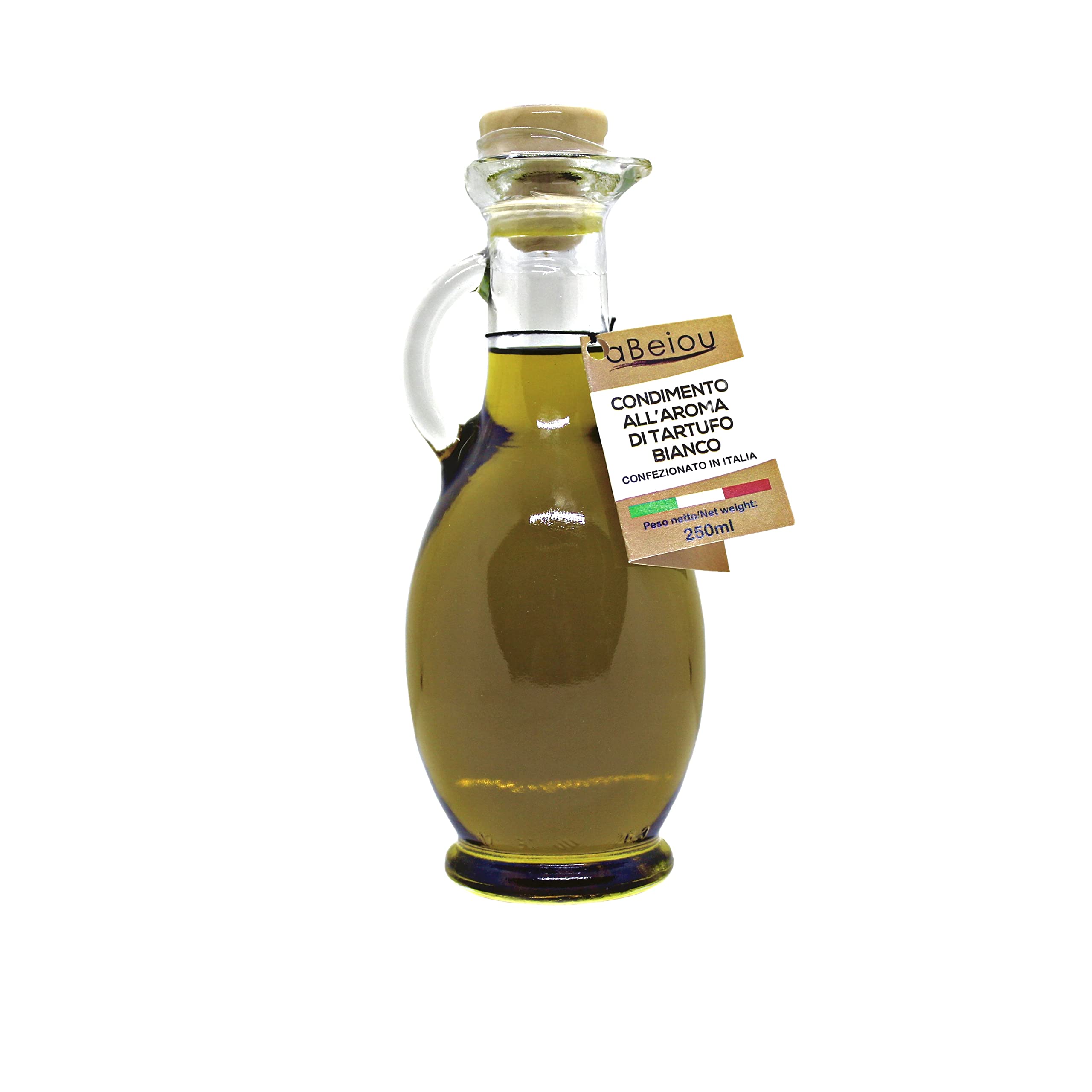 aBeiou Weißes Trüffelöl 250ml extra Gourmet-Produkt 100% Italienisch extra natives Olivenöl mit weißem Trüffel aromatisiert Premium-Qualität spezielle Flasche handwerkliche Öl vegan vegetarisch