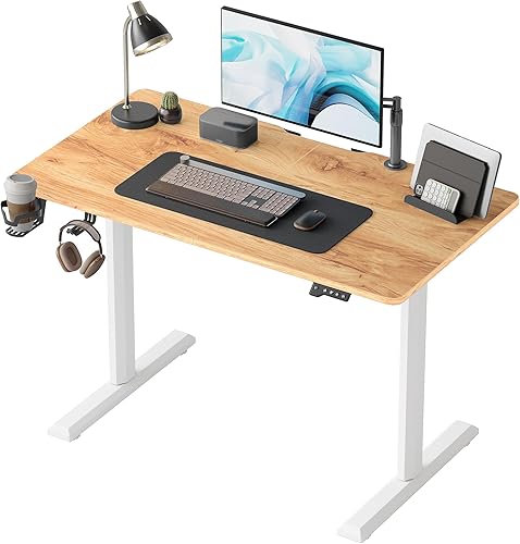 CubiCubi Escritorio de pie de 44 x 24 pulgadas, mesa eléctrica de oficina en casa ajustable en altura ajustable, escritorio de pie con tablero de
