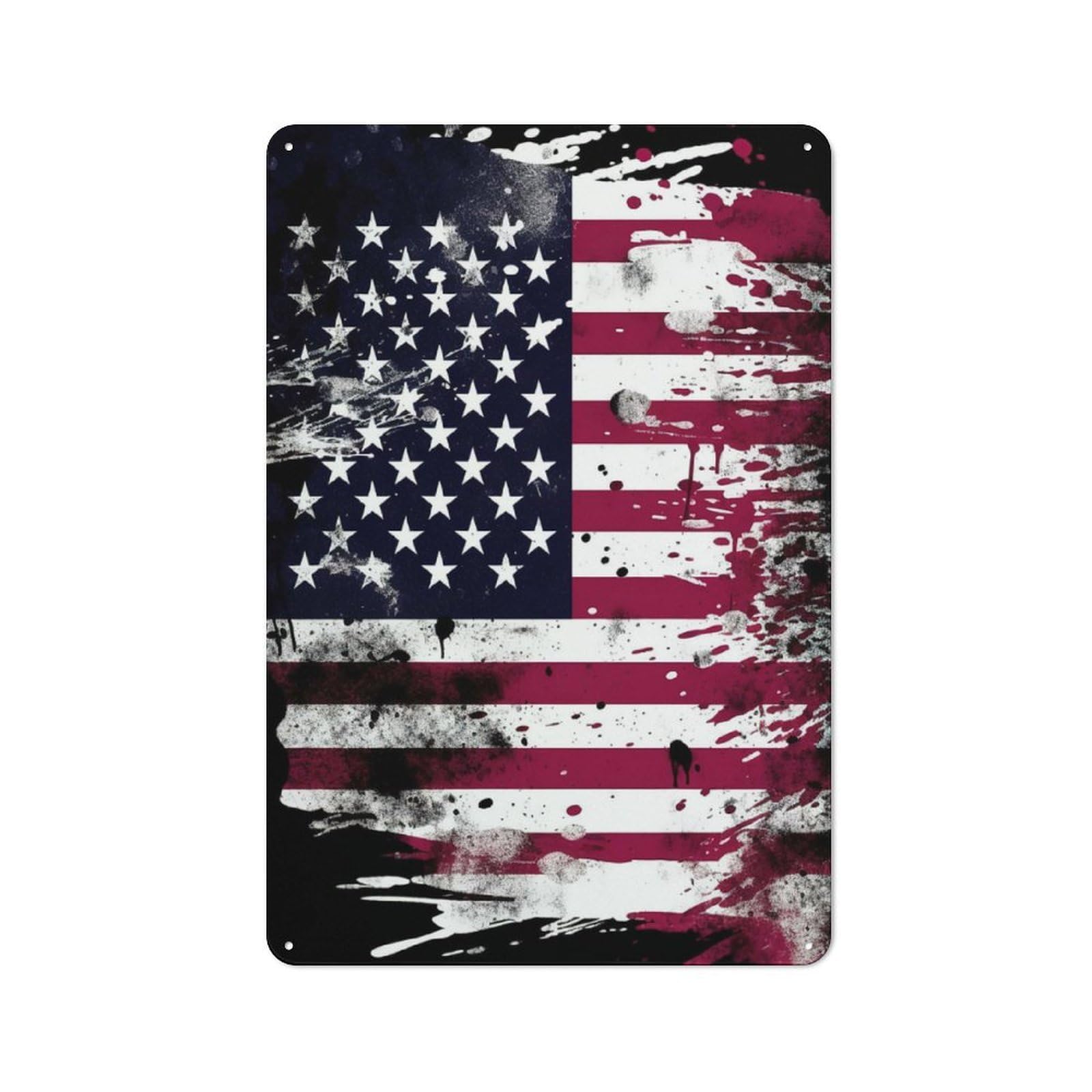 30x20cm Rustic Tin Wall Plaque with American Flag for Home Bar Wall, for Home Interiors, Feature Walls And Decorative Displays