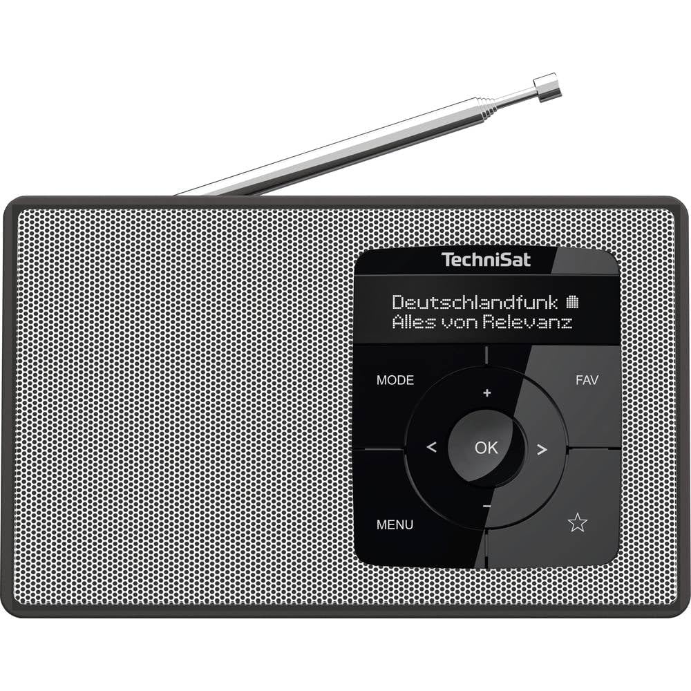 TechniSat Digittra 2 przenośne radio DAB+/FM z akumulatorem (z funkcją strumieniowania audio Bluetooth, funkcją budzika, wyświetlaczem OLED, gniazdem słuchawkowym, głośnikiem 1 W RMS), czarne/białe