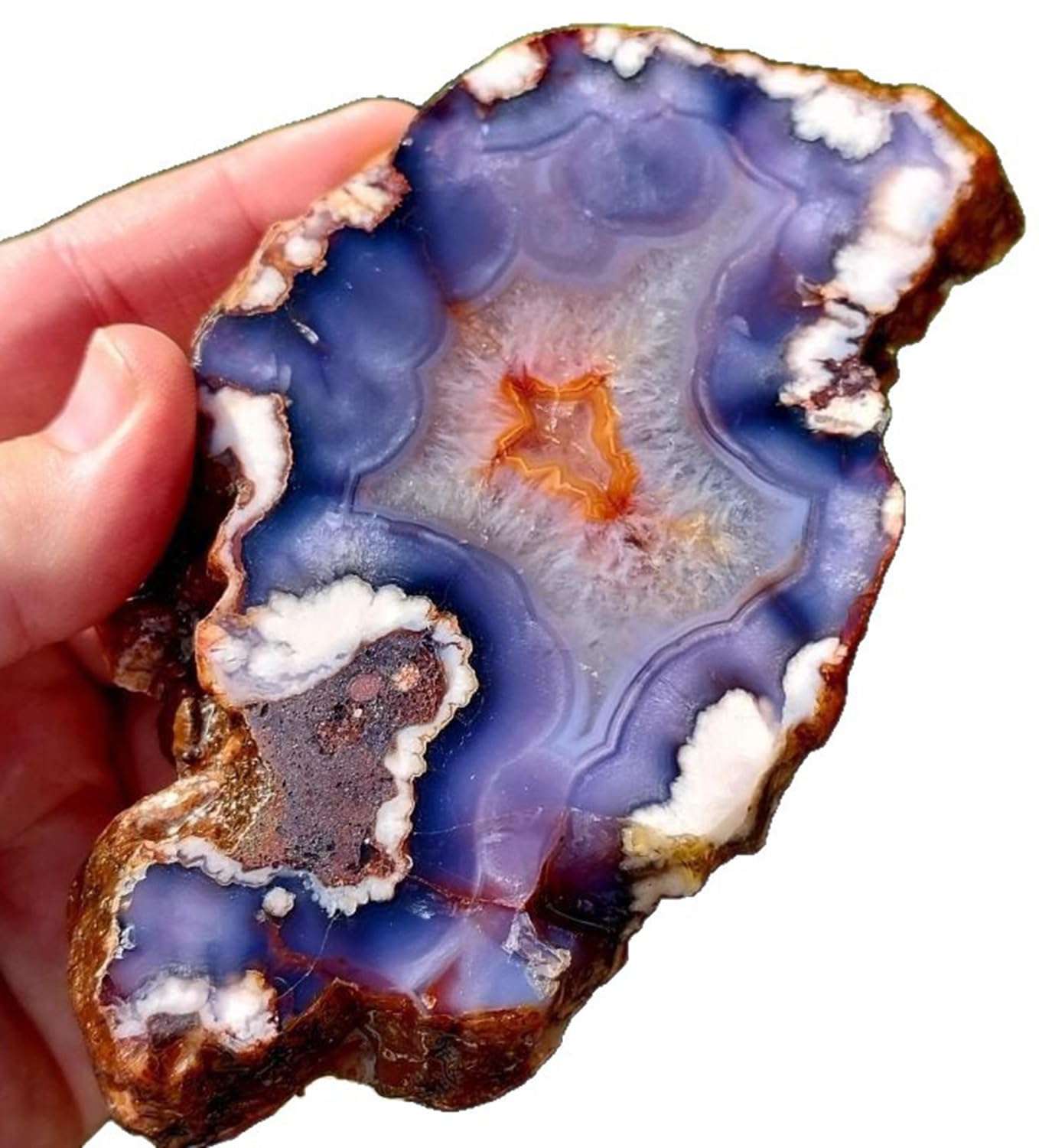 Plaster agatu „Blue Cherry Blossom" – naturalny, surowy kamień