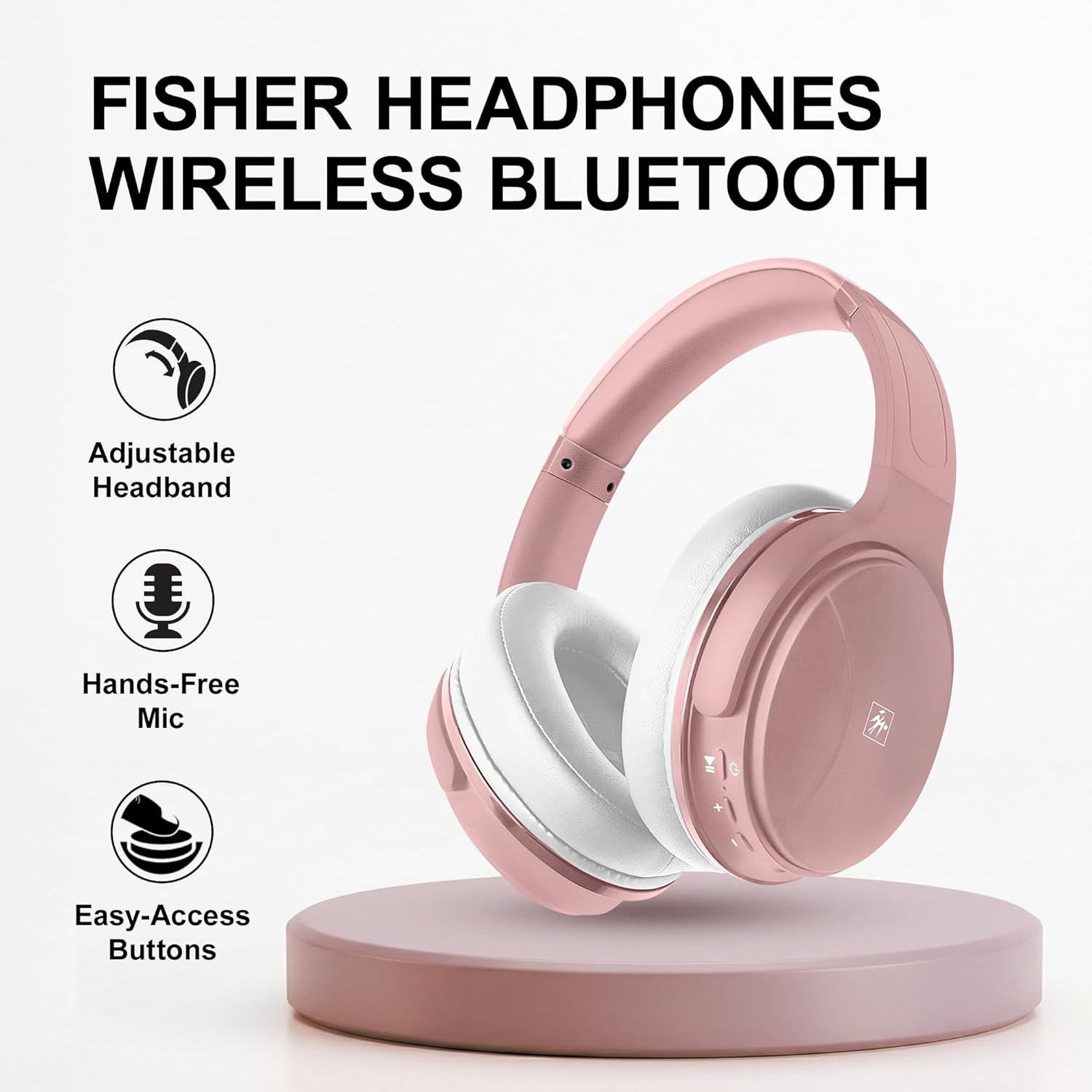 Fisher Headphones with adjustable headband, hands-free mic, and easy-access buttons