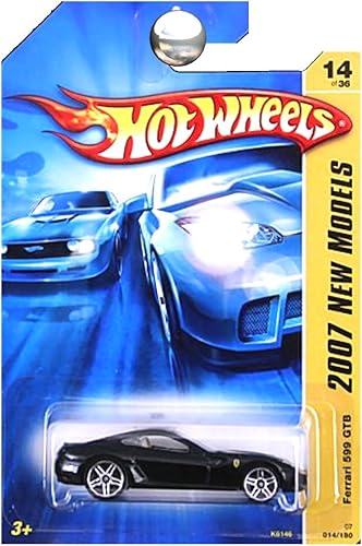Hot Wheels 2007 nuevos modelos - #14 Ferrari 599 GTB negro #2007-14 coleccionable coche Mattel escala 164