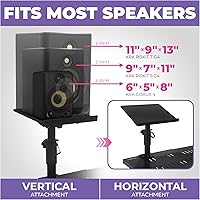 Vista 2 de Liquid Stands Studio Monitor Stands - Music Studio Desktop Speaker Stand - 2 Pack 12x9 Clamp-on Adjustable Short or Tall Speaker Support for Music