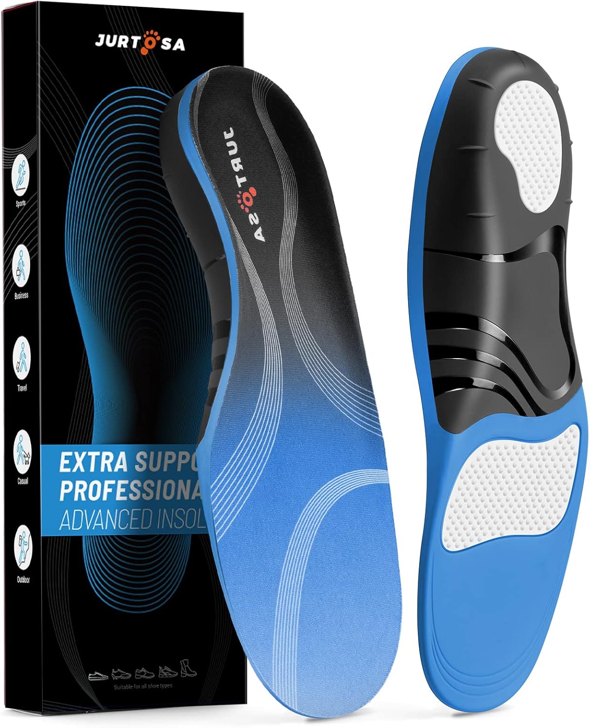 Plantar Fasciitis Insoles, Professional Pain Release Insoles, 250LB+ Dynamic Support Flat Feet Release Inserts for Long Time Walking Father's Day Gift