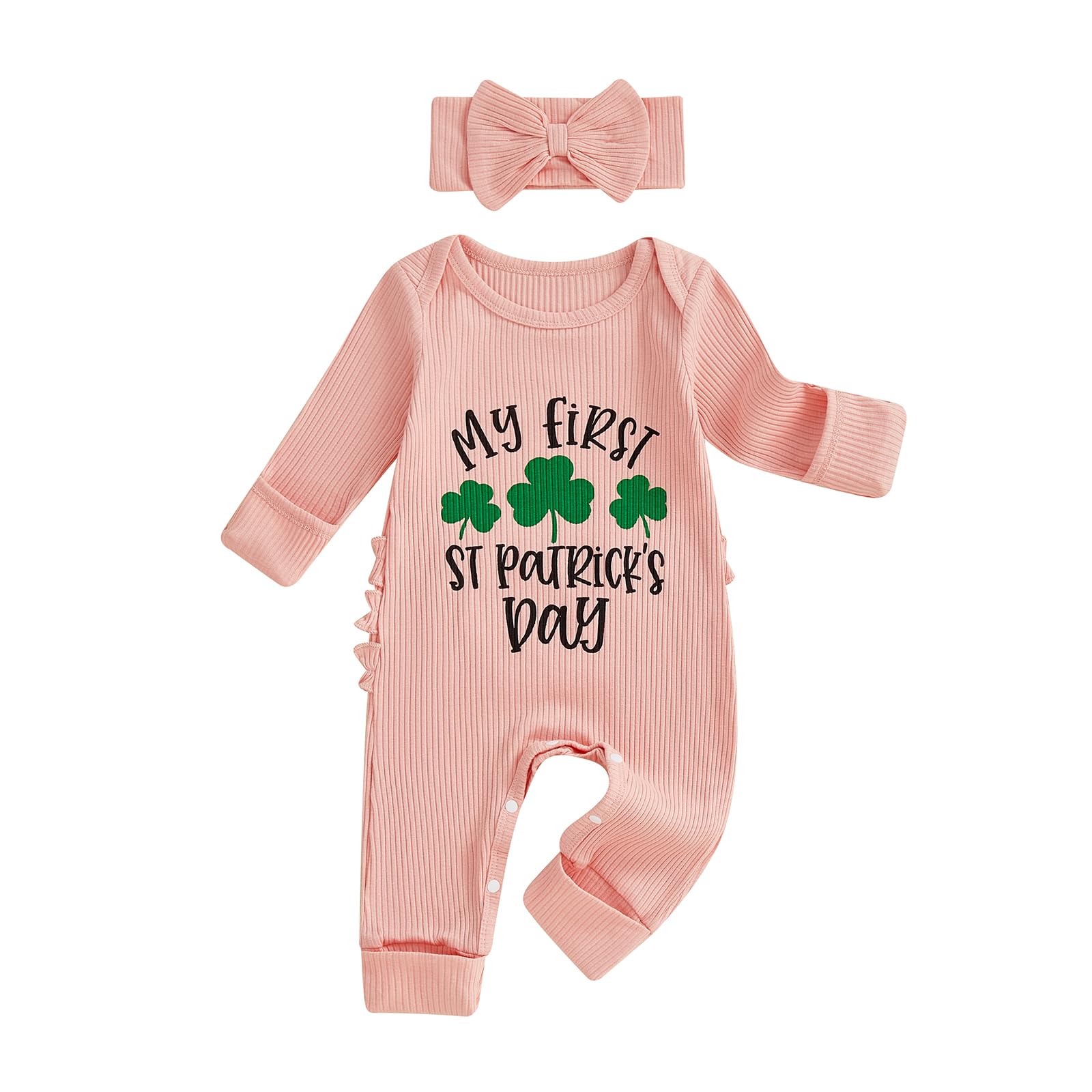 Nebworn Baby Girl Waffle Knit Romper Long Sleeve Ruffle Butt Onesie Fall Winter Clothes Coming Going Home Outfit