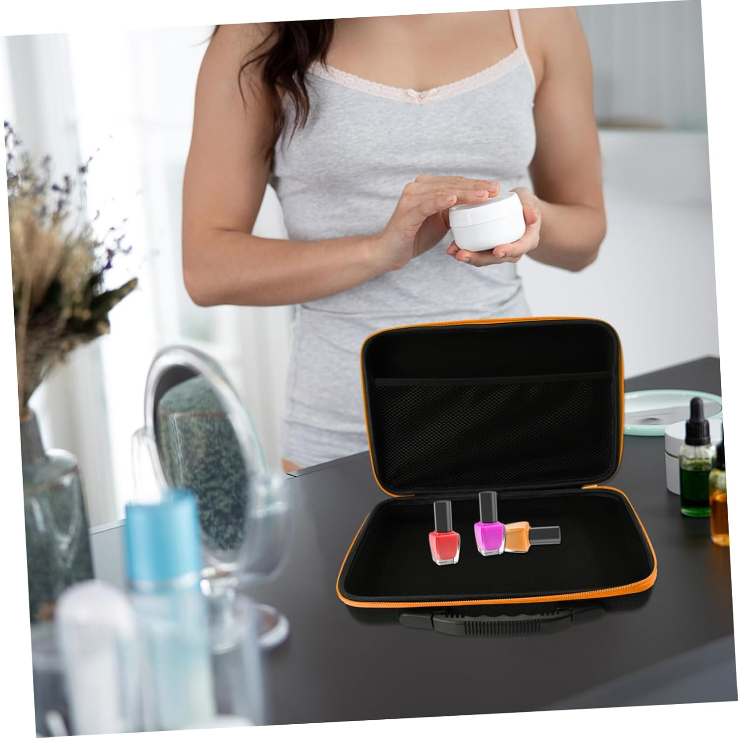 Didiseaon 1pc Multigrid Holder Portable Storage Bag for Bottles Pu Material for Home Office and Travel