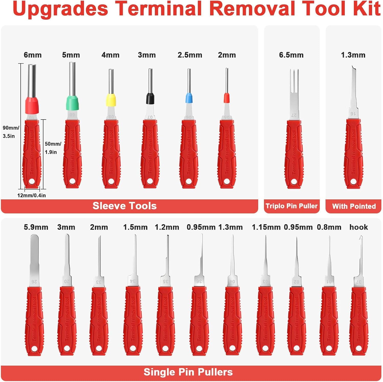 Linkstyle 41PCS Terminal Removal Tool Kit, Depinning Tool Pin Removal Set with 5mm Thick Handles for Automotive Wiring