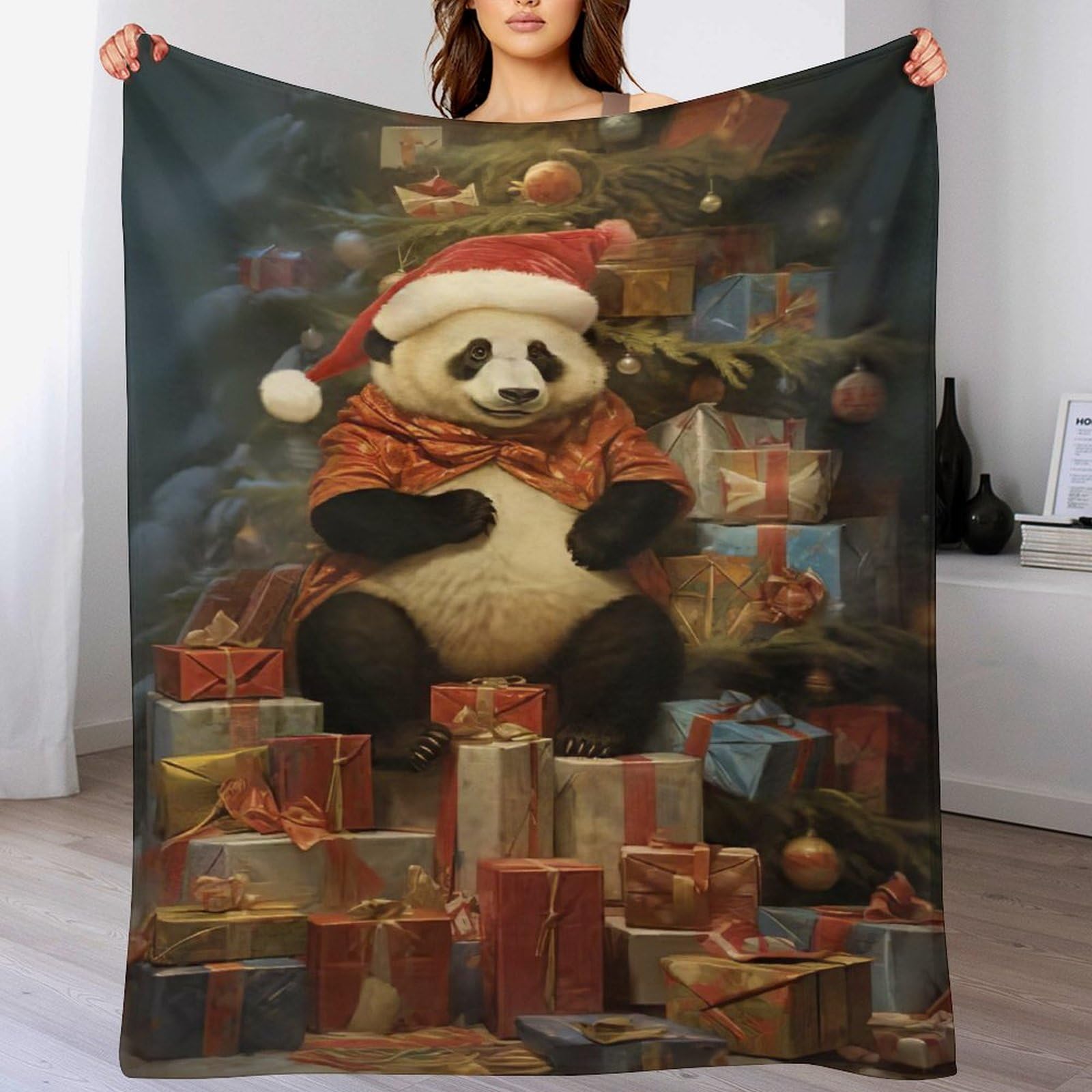 Couverture panda impression 3D flannel cadeau couvre-lit doux 130x150