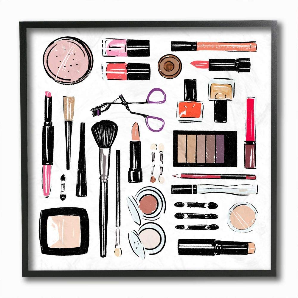 Stupell Industries Make Up Tools Beauty Glam Fashion, Design by Milli Villa Wall Art, 12 x 12, Black Framed