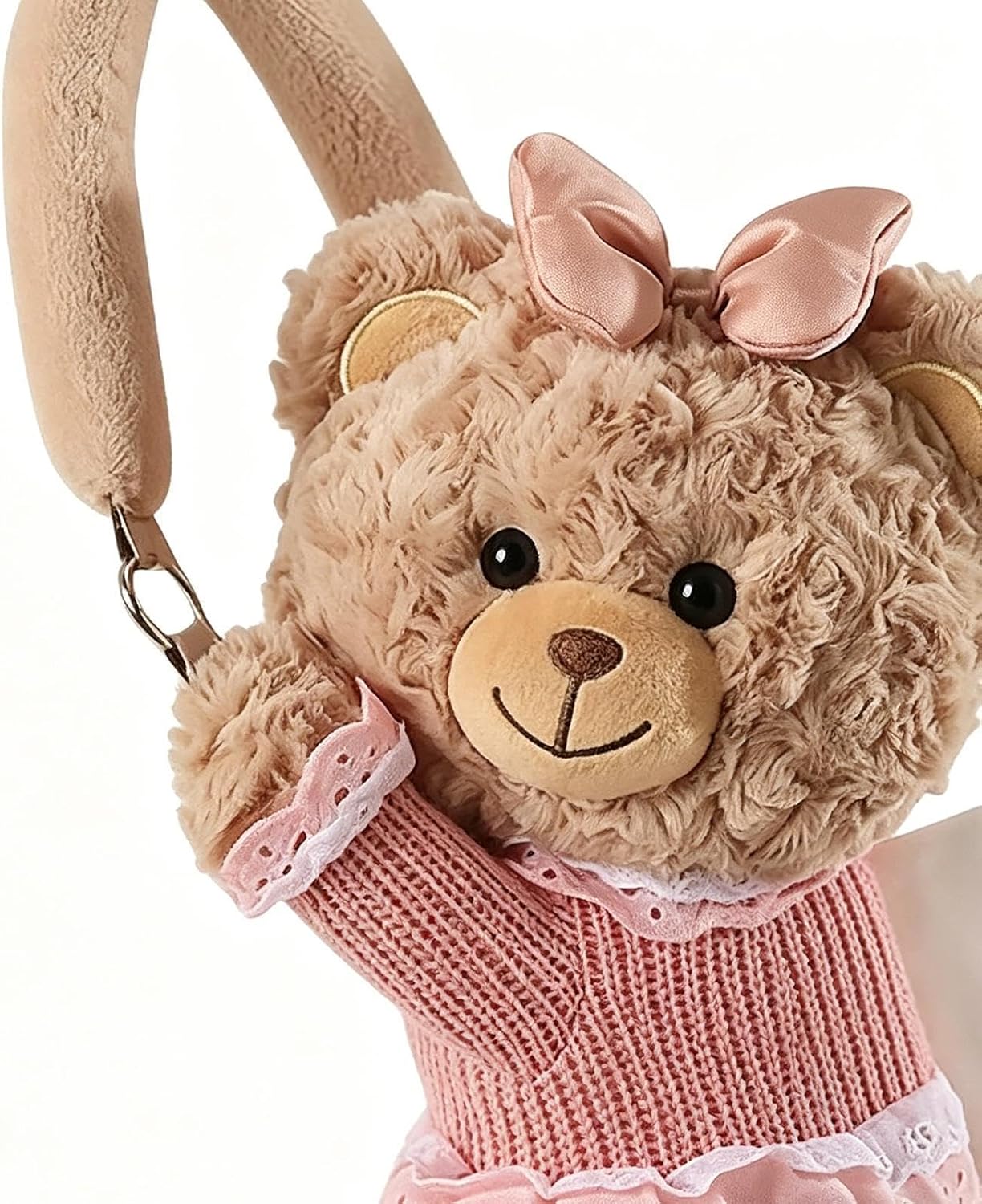 Car Tissue Holder - Cute Soft Bear Decorative, 13.78x6.69 Inch Auto Plush Napkin Dispenser with Elastic Hanging Strap, Commercial Vehicle Home Pouch, Office Vanity Countertop Case for Easy Paper Reach