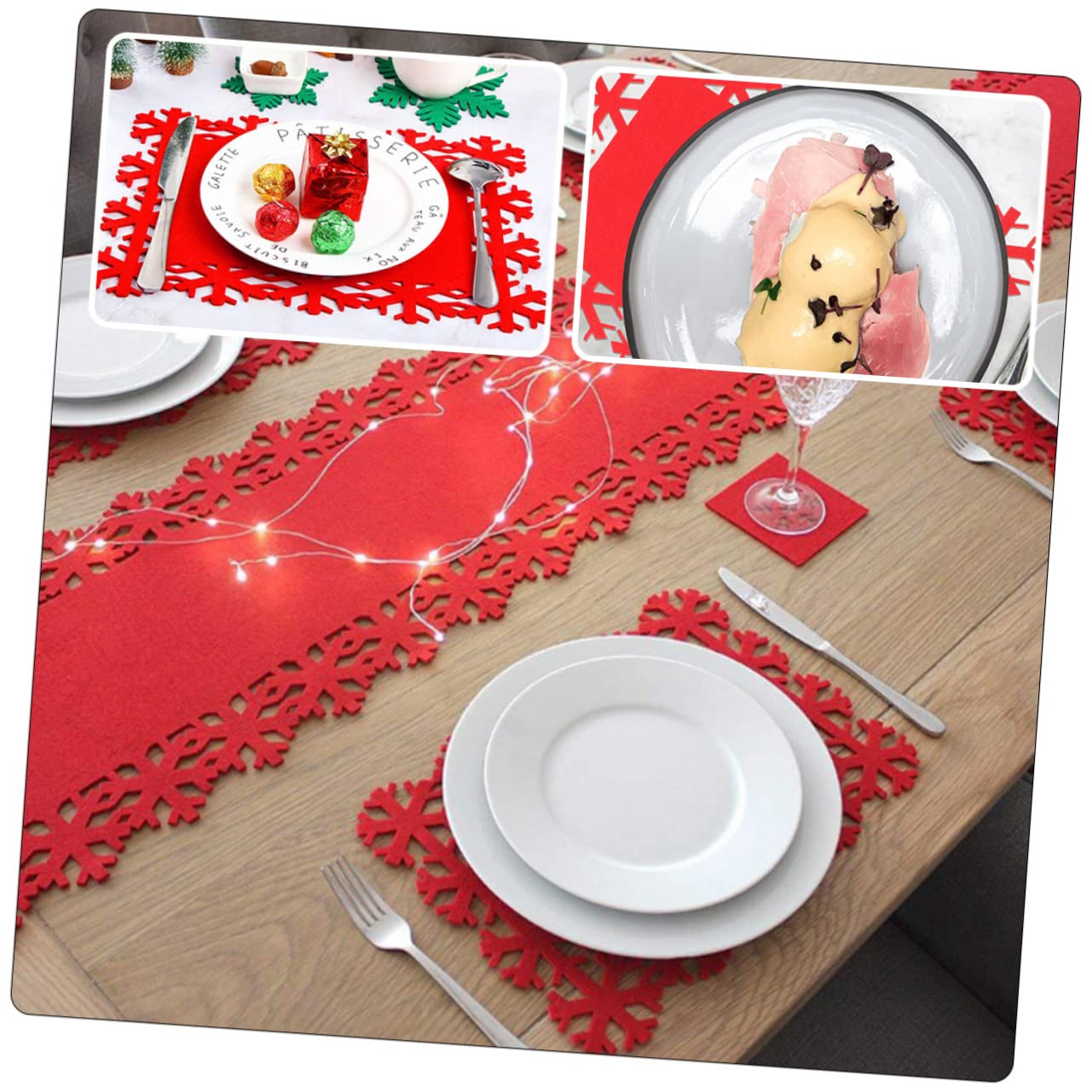 MAGICLULU 5 Ensembles Set De Table Flocon De Neige Décorations De Flocon De Neige pour Table Sets De Table De Noël Nains De e Artificiels Décorations De Noël Table De 4 pièces * 5