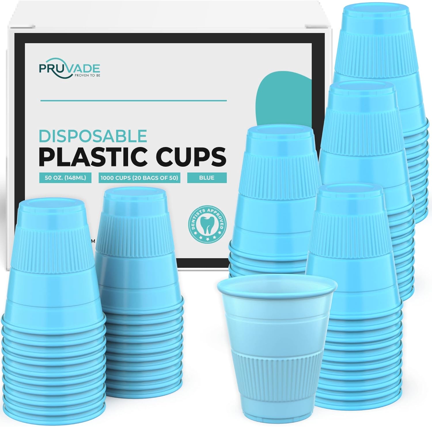 Disposable Dental Cups |1000 Pack| 5 oz Blue Plastic Cups Disposable, Plastic Bathroom Cups, Disposable Cups Small, for Medicine, Water, Mouth Rinse Cup, Mouthwash Cups, Plastic Cups - Blue