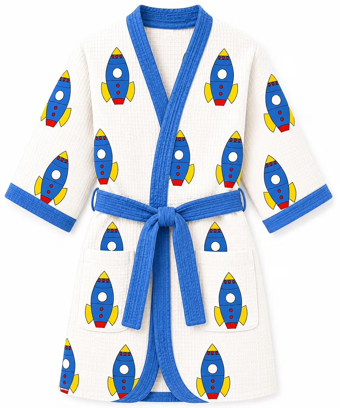 Hand Block Print Waffle Cotton Fabric Kid's Bathrobes lightweight Traditional Handblock Printed unisex Bathrobe-image-48