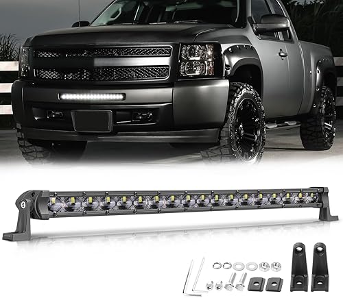 Niwaker - Barra de luz LED de 20 pulgadas, barra de luz de una sola fila de 108 W, luces de conducción todoterreno, luces LED de inundación,