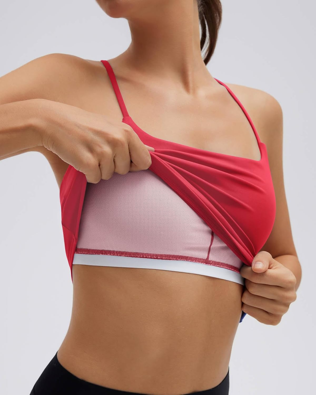 SUUKSESS Longline Padded Sports Bras Open Back Workout Spaghetti Strap Camisole Tops - Image 4