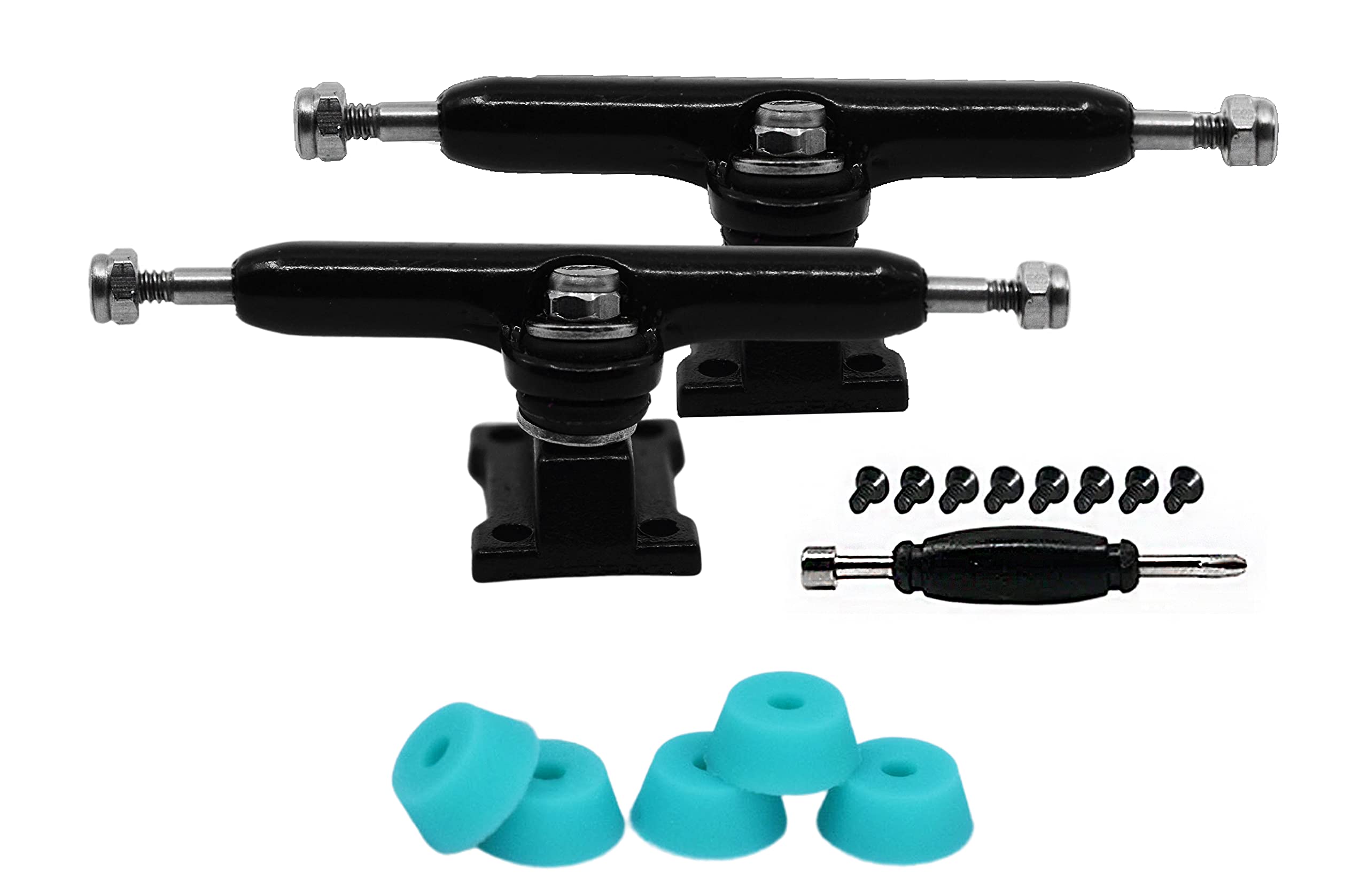 34mm Prodigy Gen2 Pro Fingerboard Trucks - Pro Style Base and Hanger with Custom Pivot Tuning and Pro Duro Bubble Bushings - Black Colorway