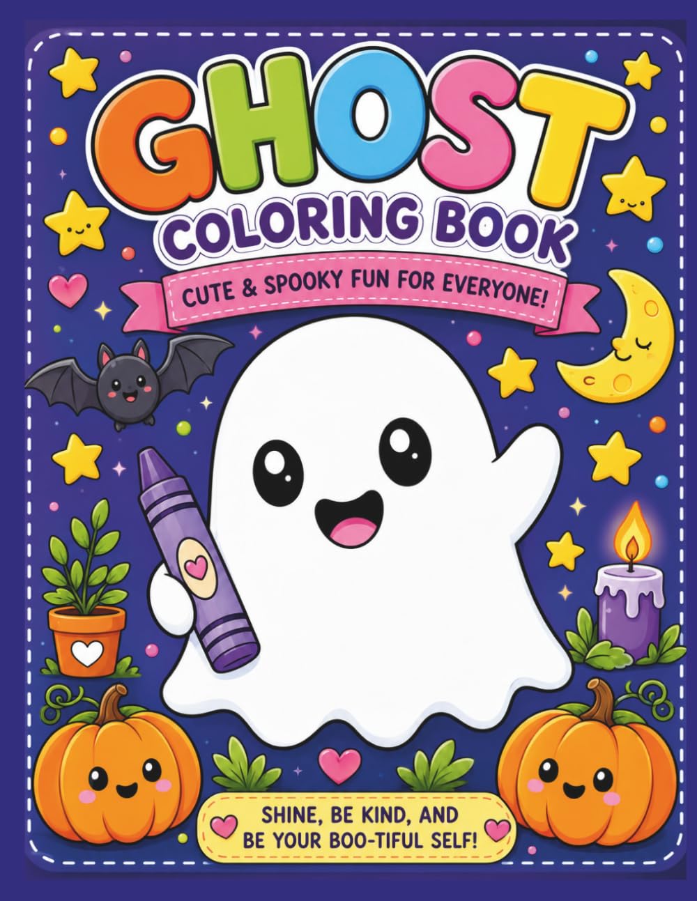 Cozy Ghost Coloring Book: Bold & Easy Cute Ghost Coloring Pages for Relaxation, Stress Relief, and Fun
