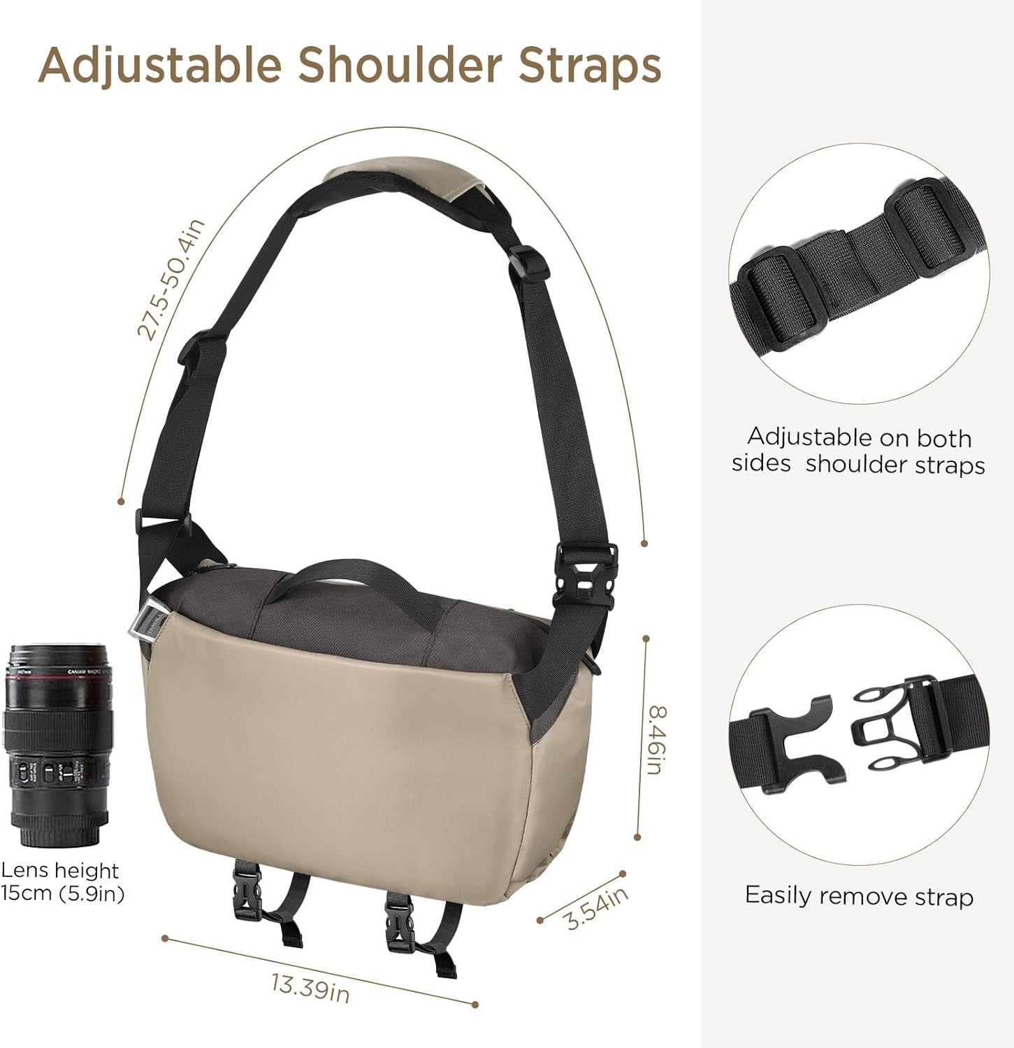 Camera Sling Bag, Waterproof Camera Case with Tripod Holder, DSLR/SLR/Mirrorless Cameras Shoulder Bag, Crossbody Camera Bags for Photography (Coffe) - Image 6