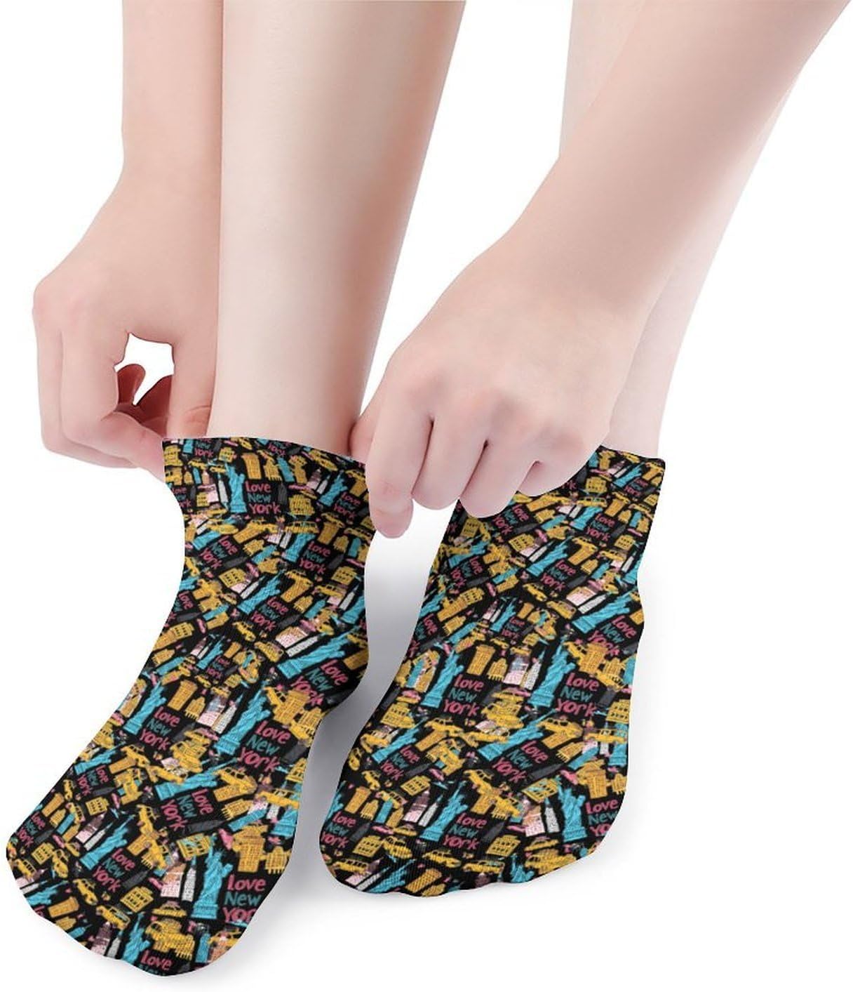 I Love New York 5 Pairs Low Cut Ankle Socks Casual Liner Sock No Show Invisible Socks for Men Women