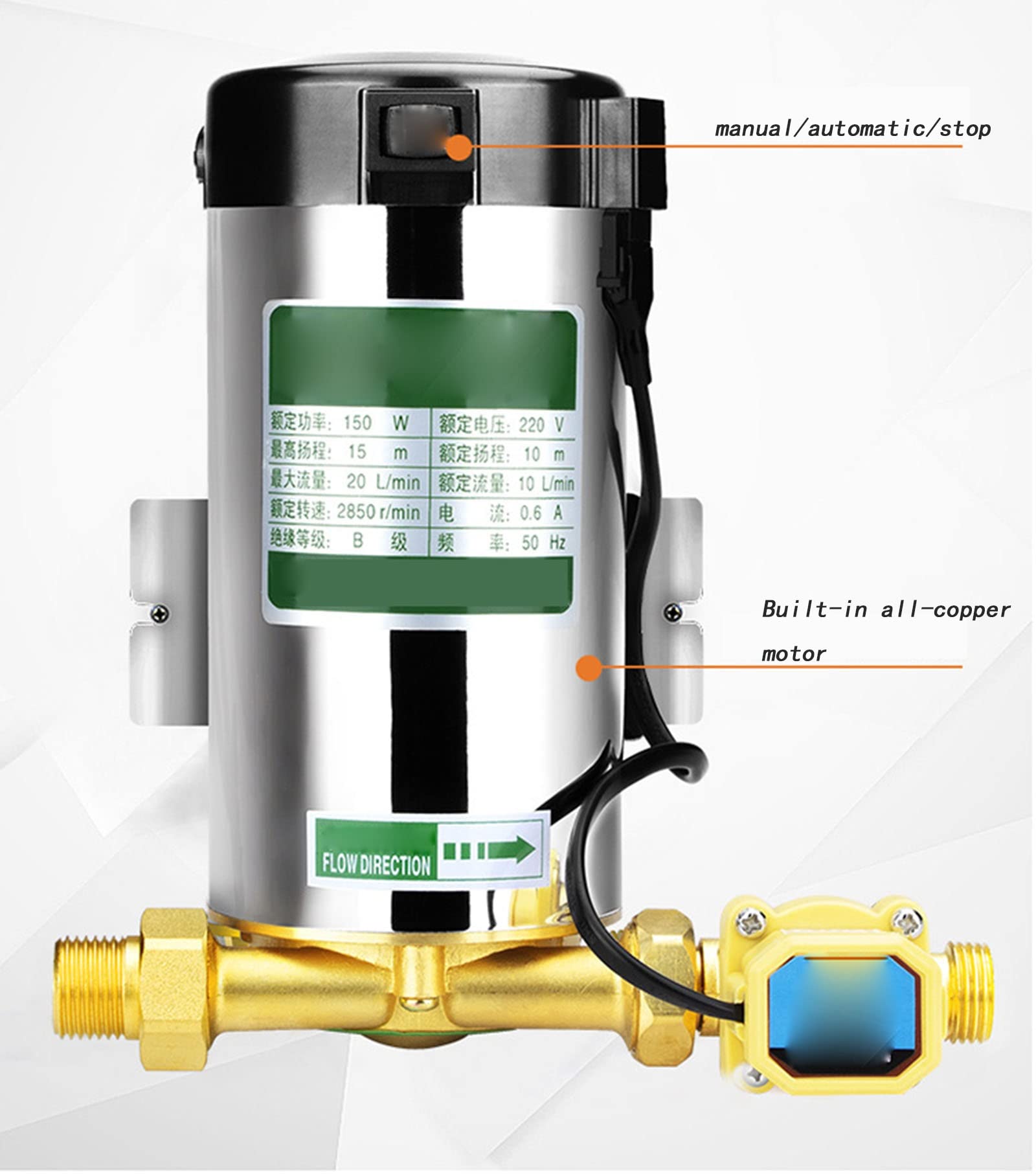 Water Heater Booster Pump Household Solar Water Pump Intelligent Automatic  Booster Pump Water Pipeline Booster Pump Suitable For Water Heater Faucet  Shower Booster (Color : CXZ 15-20) - Amazon.com
