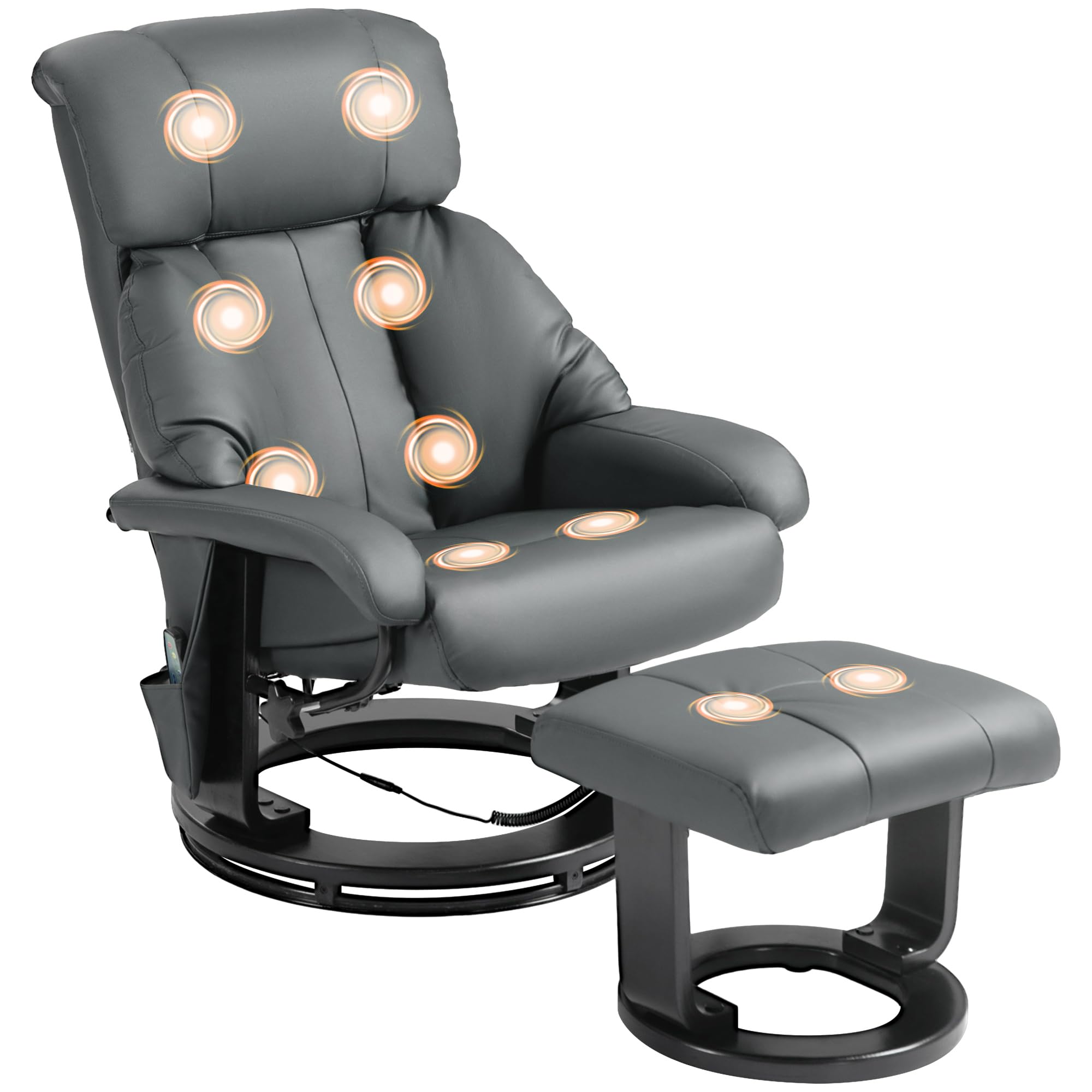 HOMCOM Massage Swivel Recliner Chair with Ottoman