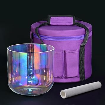 440HZ 7 inch F note Cosmic Light Clear Quartz Crystal Singing Bowl With Case Bag Mallet & O-ring are Included
