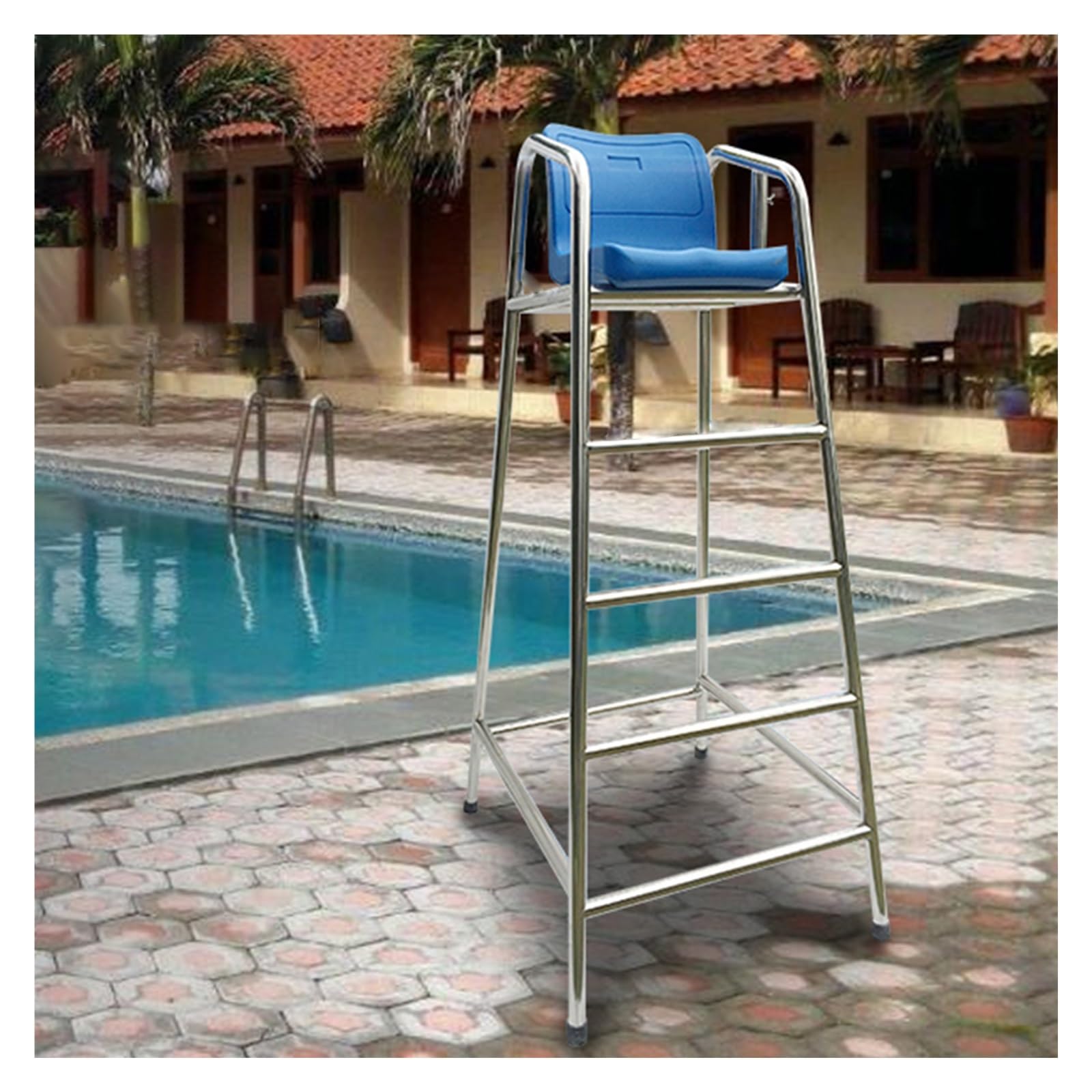 Chaise de surveillance de 1,5 m en aluminium avec échelle pour piscine
