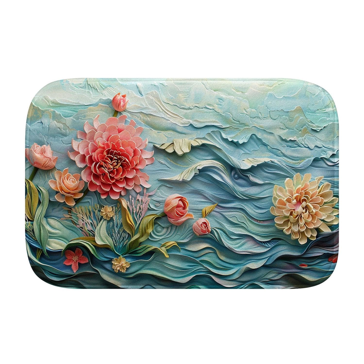 Tapis de bain en mousse à mémoire de forme 80x50 cm VCS Huile sur Relief 913 moderne