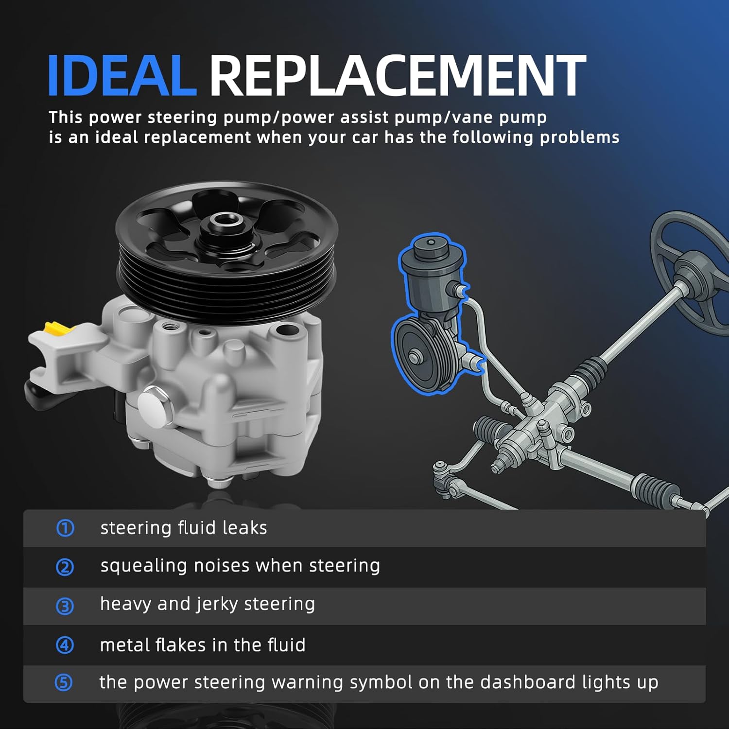 Power Steering Pump with Pulley, for Subaru Legacy/Outback 2013-2014 2.5L, 21-664, 34430-AJ070, 34430-AJ071