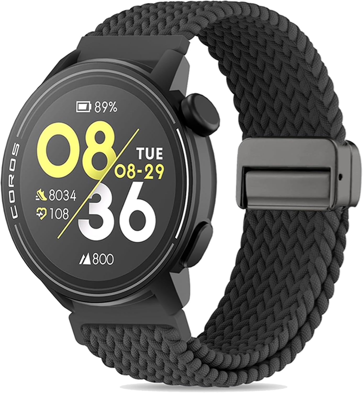 Braided Stretchy Nylon Magnetic Clasp Watch Band Compatible with Coros Pace 3/4/Pace Pro Smartwatch,Soft Elastic Adjustable Quick Release Sport Strap for Coros Apex 2 Pro/Pro/4 42mm/46mm