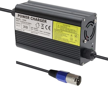 24V 8A Battery Charger with 3-Pin XLR Connector for Jazzy 1450, Invacare Pronto M51, Sunrise Medical, Quickie, Drive Medical Power Supply