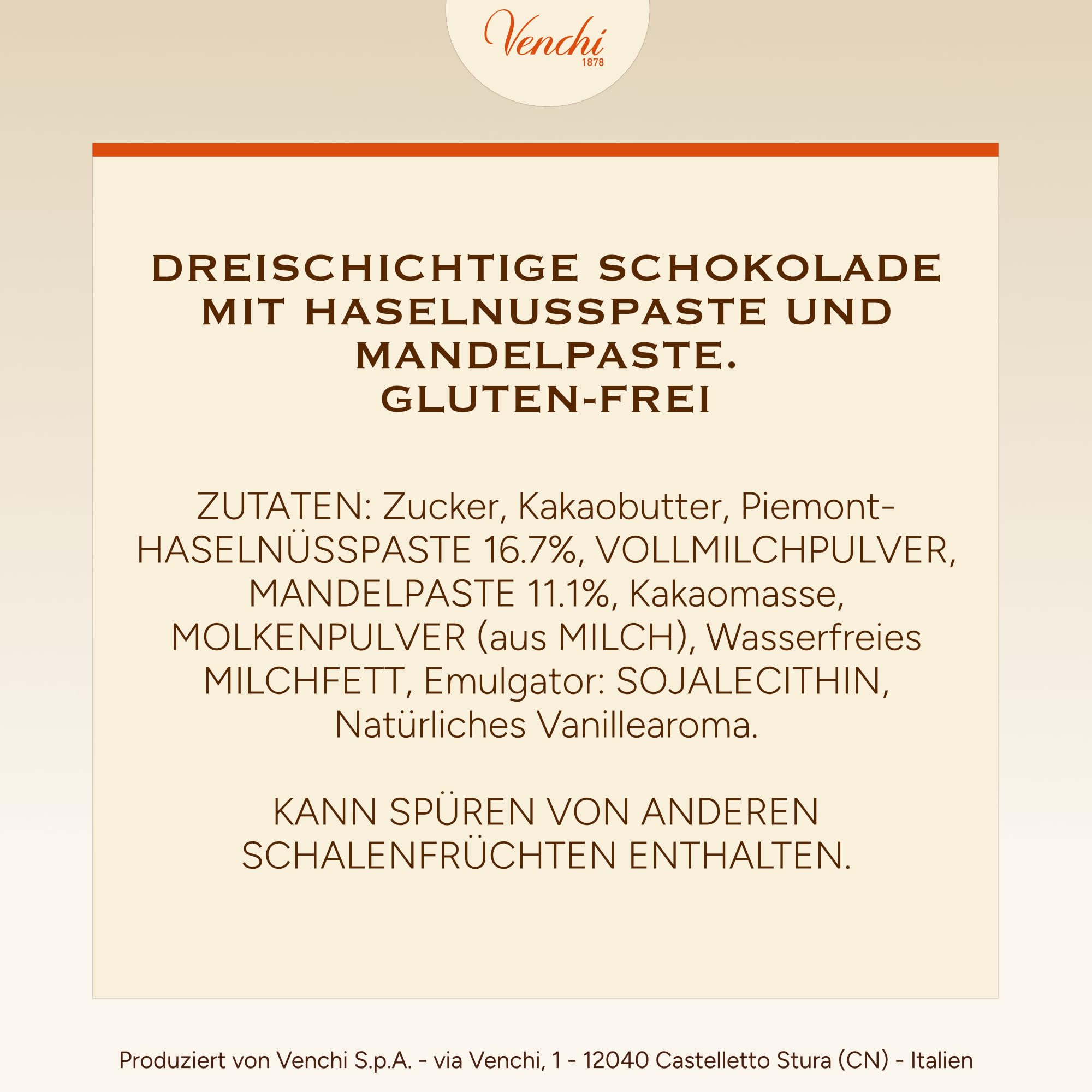Venchi - Cremini 1878 - Dreischichtige Pralinen mit Milch-Gianduja und Mandelpaste, „Piemontesischer Haselnuss g.g.A.“, 1 kg, glutenfrei, ohne Farbstoffe und ohne Konservierungsmittel
