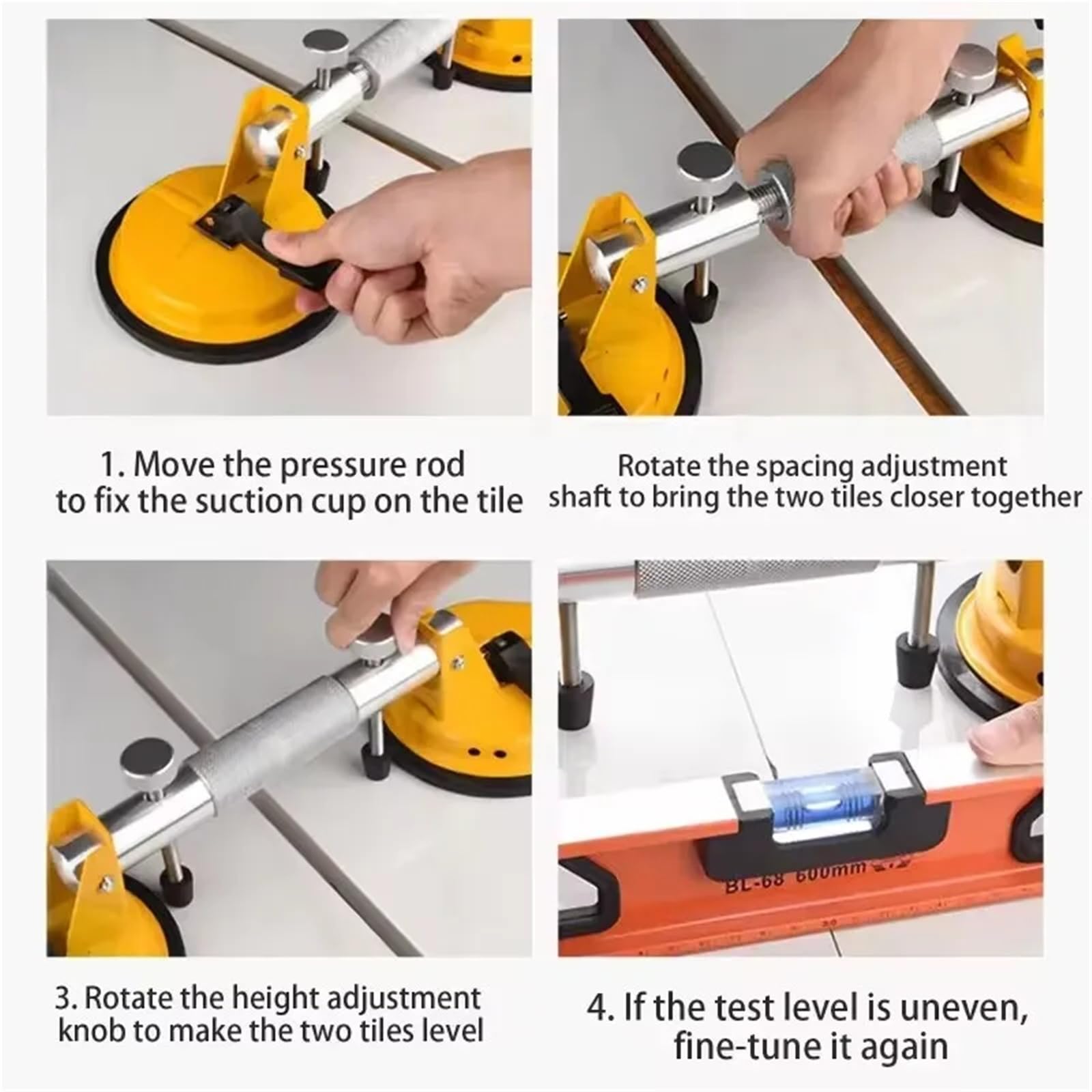 Compatible con ventosa doble resistente | Fijador de espacios for pisos de baldosas y herramienta de nivelación de tensión de mesa for instalación de cerámica