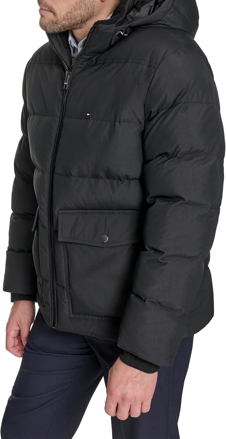 Tommy Hilfiger mens Hooded Puffer With Patch Pockets - Image 3
