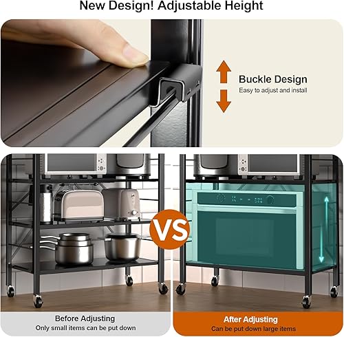 Miniatura 4 de Estantes de almacenamiento plegables de 5 niveles, estantes plegables expandibles con ruedas, intercambiables en 2 unidades de estante, estantes de