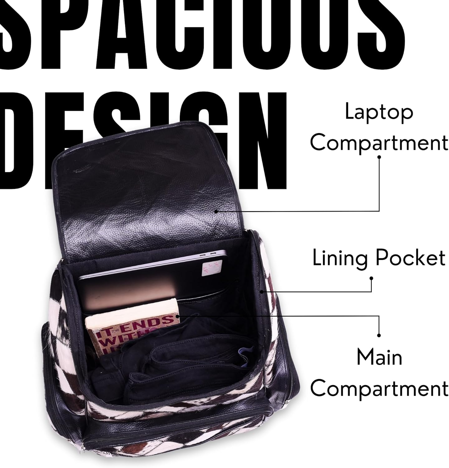 Chayell Cow Hide Backpack for Women with Spacious Compartments & Ergonomic Straps, Stylish Full Grain Leather Cowhide Diaper Bag - Premium Diaper Bag Backpack for Laptop, Book and Long Day on The Move