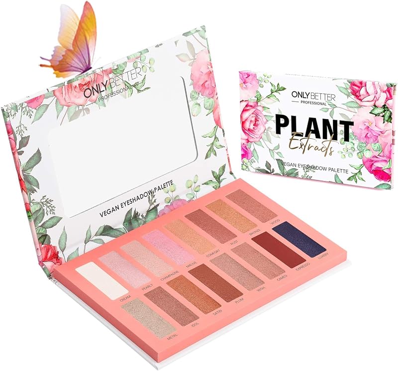 Organic Makeup Vegen Eyeshadow Palette with Mirror | 16 Shades in Nude Matte Shimmer Bronze Makeup Palette, Mauve, Plum and Smoky Tones for Daily, Party, Wedding and Travel Looks