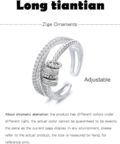 Miniatura 4 de Long tiantian Regalos para hija de parte de mamá, anillo ajustable abierto giratorio para ansiedad para mujeres, regalos para el día de la madre,