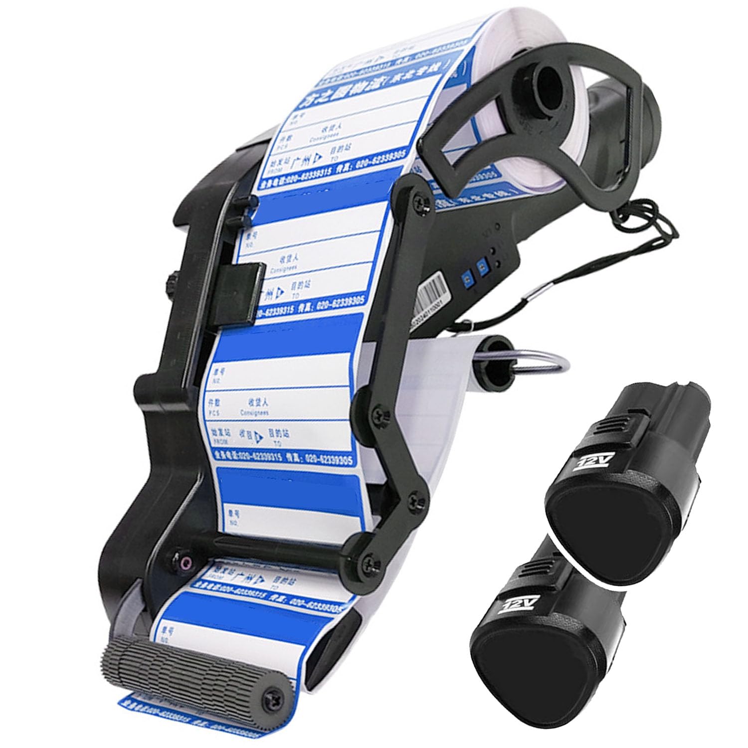 Applicatore di etichette elettrico portatile, etichettatrice adesiva portatile con 2 batterie ricaricabili, larghezza etichette 15-80 mm, lunghezza 15-60 mm, supporta varie forme